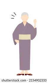 Senior Woman in yukata, Cheerful, gutsy pose!