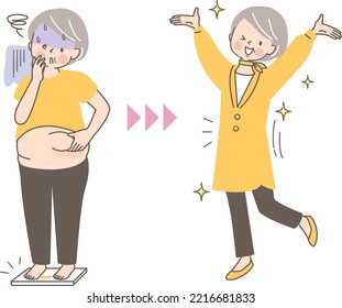 Senior Women Before and After Dieting