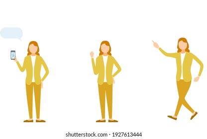 Senior women in everyday wear, pose set
