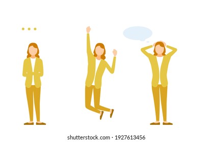 Senior women in everyday wear, pose set