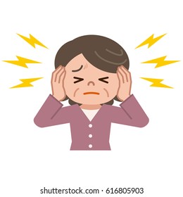 Senior Women Suffering From Tinnitus