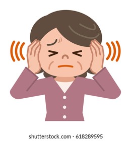 Senior Women Suffering From Tinnitus