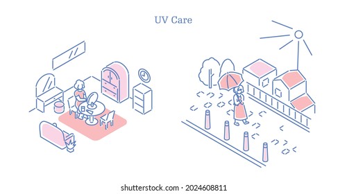 Senior women using sunscreen for UV protection.