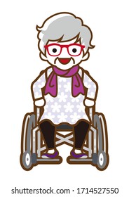Senior women using wheelchair