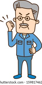 Senior worker raising fist with smile