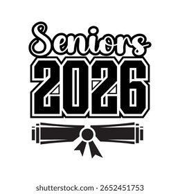 Design de graduação seniors 2026 com gráfico de rolagem de diploma