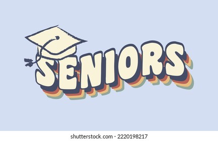 Ancianos Graduación cita retrovintage tipografía 70 sublimación SVG con fondo azul cielo