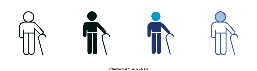 Conjunto de iconos para personas mayores que consta de varios estilos Ilustración vectorial