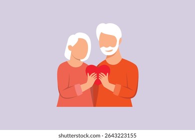  Seniors in Love Concept. Colored flat vector illustration isolated