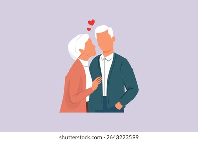 Seniors in Love Concept. Colored flat vector illustration isolated