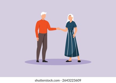 Seniors in Love Concept. Colored flat vector illustration isolated