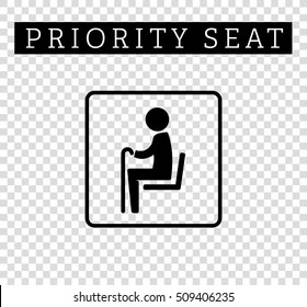 Seniors or old man sign. Priority seating for customers, special place icon isolated on background. Vector illustration flat style.