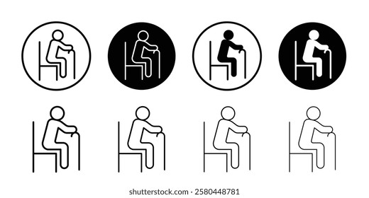 Seniors or old man sitting icon Vector logo outline