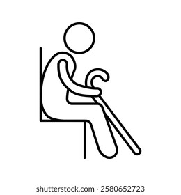 Seniors or old man sitting icon Vector logo set flat