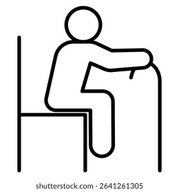 Seniors or old man sitting icon simple flat icon vector symbol