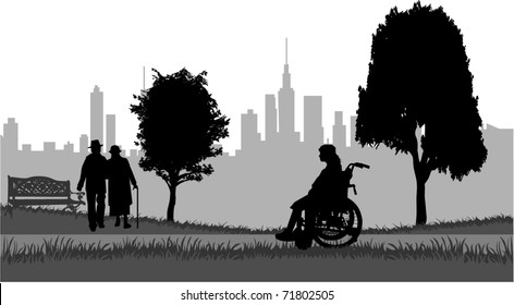 Seniors on a walk in the park