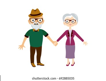 Seniors vector. Elderly cartoon character. Old couple vector illustration