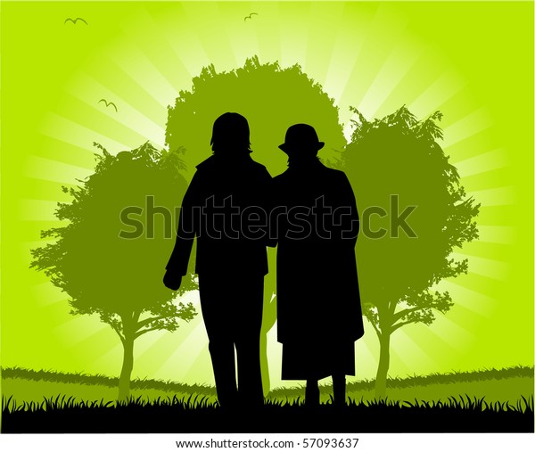 Seniors Walk Stock Vector (Royalty Free) 57093637 | Shutterstock