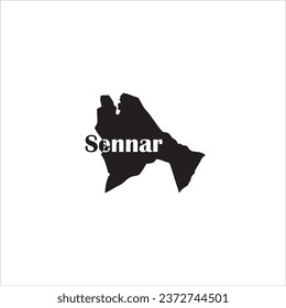 Sennar-Karte und schwarzes Buchstabendesign auf weißem Hintergrund