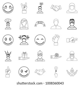 Sensation icons set. Outline set of 25 sensation vector icons for web isolated on white background