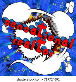 Sensational Realtor - Comic book style word on abstract background.