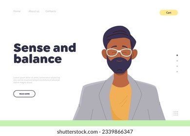 Sense and balance landing page for psychological service offering help in acquisition of mindfulness
