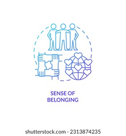 Sense of belonging blue gradient concept icon. Micro community. Common goal. Interpersonal relationship. Social cohesion abstract idea thin line illustration. Isolated outline drawing