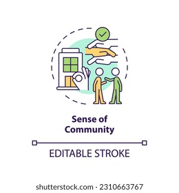 Sense of community concept icon. Shared housing. Living together. Support network. Social cohesion. Connecting people abstract idea thin line illustration. Isolated outline drawing. Editable stroke