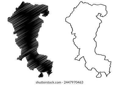 Sense District (Switzerland, Swiss Confederation, Canton of Fribourg or Freiburg) map vector illustration, scribble sketch Sensebezirk map