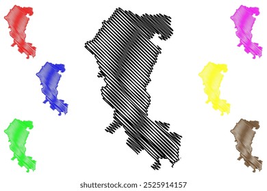 Sense District (Switzerland, Swiss Confederation, Canton of Fribourg or Freiburg) map vector illustration, scribble sketch Sensebezirk map