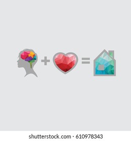 Sense and heart is home illustration