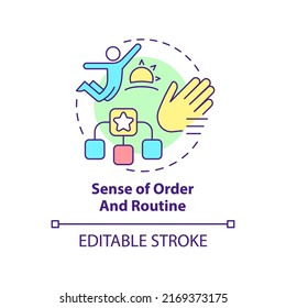 Sense of order and routine concept icon. Daily activities. Learning environment abstract idea thin line illustration. Isolated outline drawing. Editable stroke. Arial, Myriad Pro-Bold fonts used