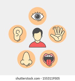 Sense organs flat vector icons