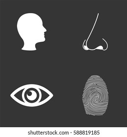 The sense organs icons set isolated on  gray