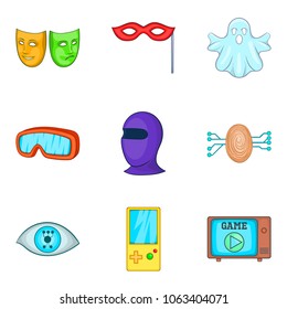 Sense perception icons set. Cartoon set of 9 sense perception vector icons for web isolated on white background