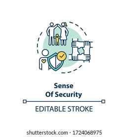 Sense of security concept icon. People cooperation and emotional support idea thin line illustration. Friends and family relationship. Vector isolated outline RGB color drawing. Editable stroke