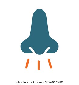 Sense of smell colored icon. Breathing, inhalation, respiration sharp smell symbol