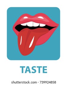 Sense of taste icon flat style. Isolated on white background. Vector illustration