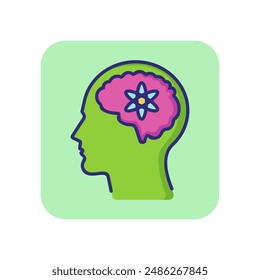 Sensible mind line icon. Head, brain, man, atom. Intelligence concept. Can be used for topics like business, science, mental activity