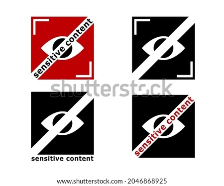 Sensitive content, ban. Icon set, vector illustration.