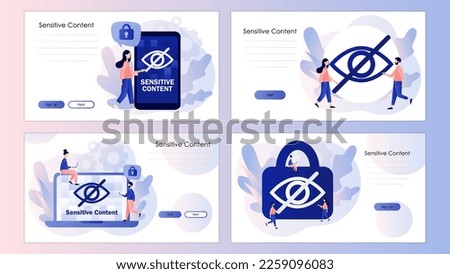 Sensitive content concept. Eye crossed sign. Explicit content in social media, website. Hide view. Screen template for landing page, template, ui, web, mobile app, poster, banner, flyer. Vector 
