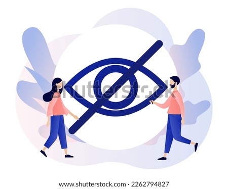 Sensitive content concept. Eye crossed sign. Explicit content in social media, website, photos, pictures and video. Hide view. Modern flat cartoon style. Vector illustration on white background