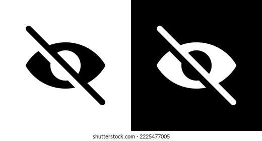 Sensitive content, crossed out eye icon vector. Social media elements