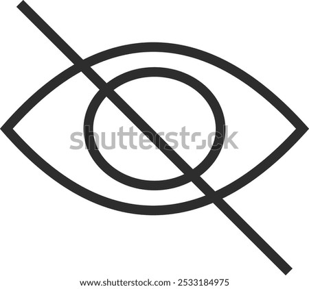 Sensitive Content, Eye crossed icon vector symbol. hidden pictogram. hide password or information, blind view. this object contains sensitive content which some people may find offensive or disturbing