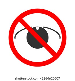 Symbol für sensible Inhalte. Auge in roter Warnung verboten Schild einzeln auf weißem Hintergrund. Restriktives zensierte Piktogramm, um Bild oder Video mit Szenen der Gewalt oder Nacktheit zu verbergen. Vektorgrafik