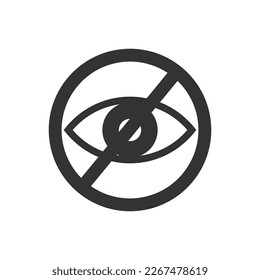 Empfindliches Inhaltssymbol einzeln auf weißem Hintergrund. Auge in Warnung verboten Schild. Restriktives Piktogramm, um Bild oder Film mit inakzeptablen Szenen von Gewalt oder Nacktheit zu verbergen. Vektorgrafik