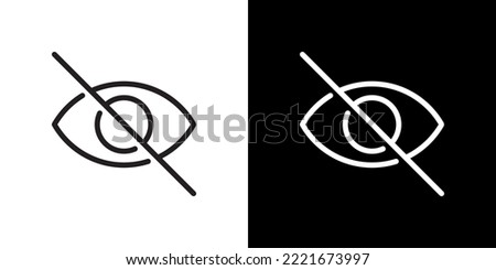 Sensitive content icon vector in line style. Crossed out eye sign symbol