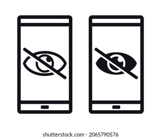 Sensible Inhaltszeichen auf dem Smartphone-Bildschirm. Ansicht ausblenden Explizite Inhalte. Illustrationsvektor