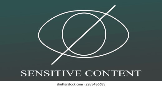 Contenido ocular sensible. Ojo cruzado. Icono de advertencia de contenido sensible. Concepto de medios sociales. Ilustración vectorial.
