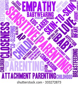 Sensitive Parenting word cloud on a white background. 
